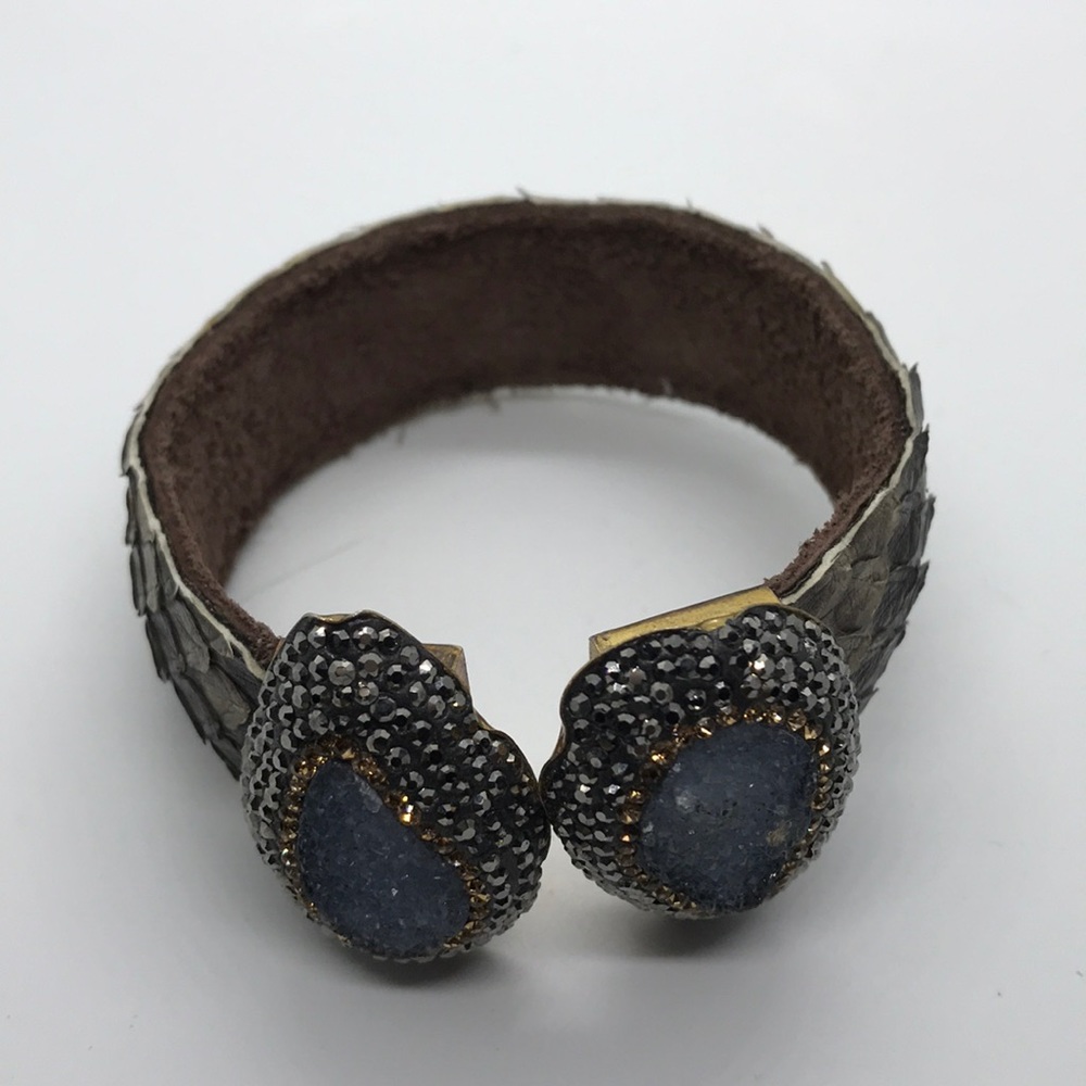 MUNNA leather, druzy marcasite cuff